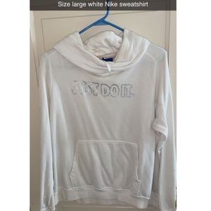 White with reflective lettering Nike sweatshirt